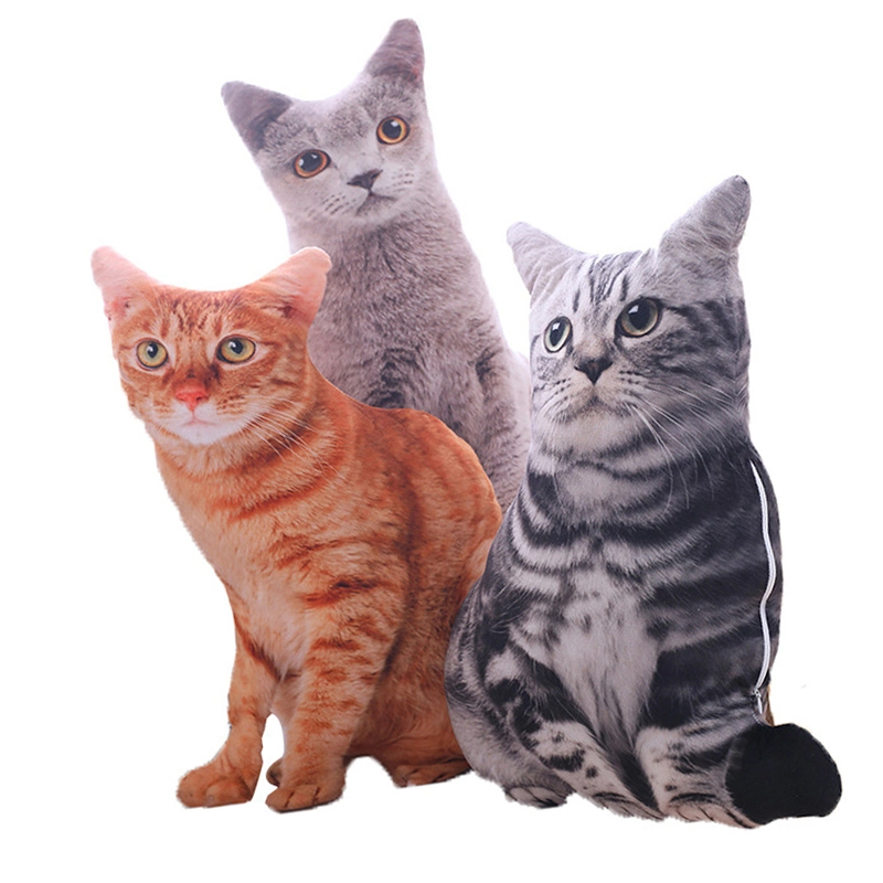 Factory Hot Sale 40cm Realistic 2D Cat Shaped Decorative Stuffed Soft Plush Pet Pillow