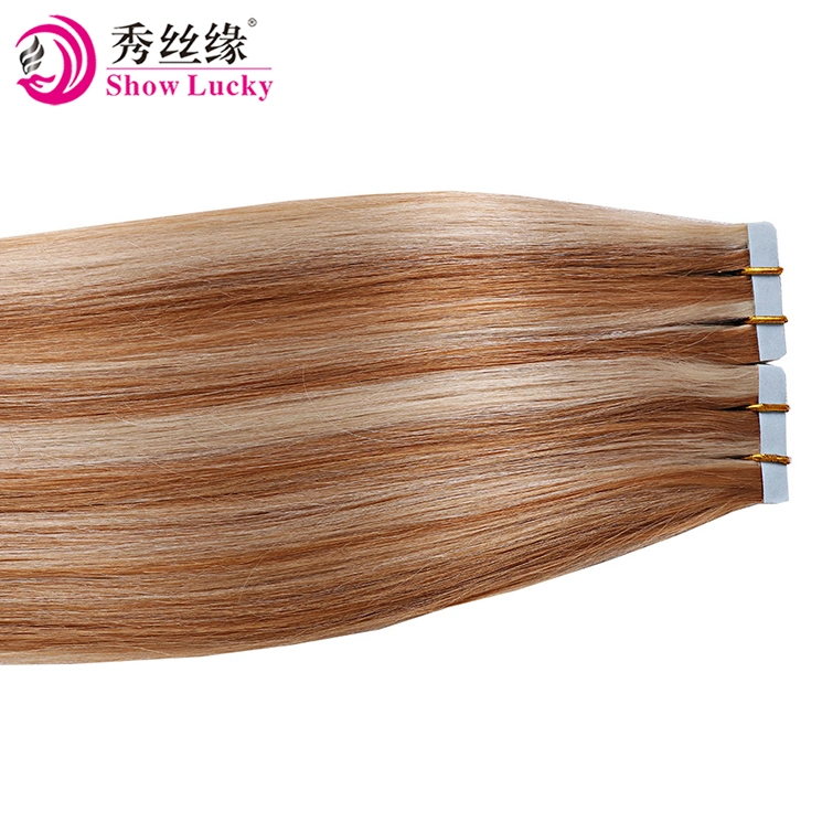 China de Promoción de la fábrica de cabello 100% virgen Remy cabello humano de Malasia el 18 de 20 a 22 pulgadas de cinta de Rubio cabello humano.