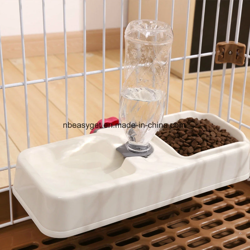 Pets Bowls, Detachable Stainless Steel Dog Bowl with Non-Slip No Spill Base, Pets Food Water Bowl Feeder with Automatic Water Bottle for Small Medium Esg10472