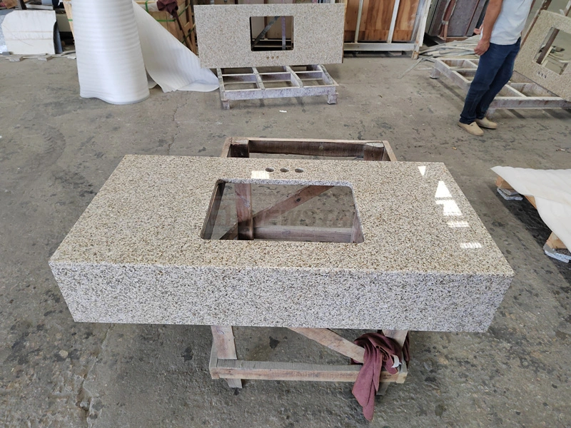 Hotel Custom Single Sink Granite Countertop Ogee Edge Deep Ceramic Granite Sinks Vanity Modern Design Wholesale/Supplier Countertop