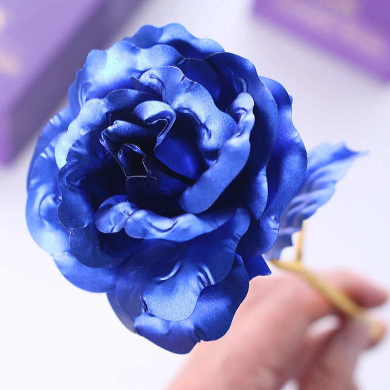 Plastic 24K Gold Foil Plated Galaxy Rose LED Flower for Valentines Gift