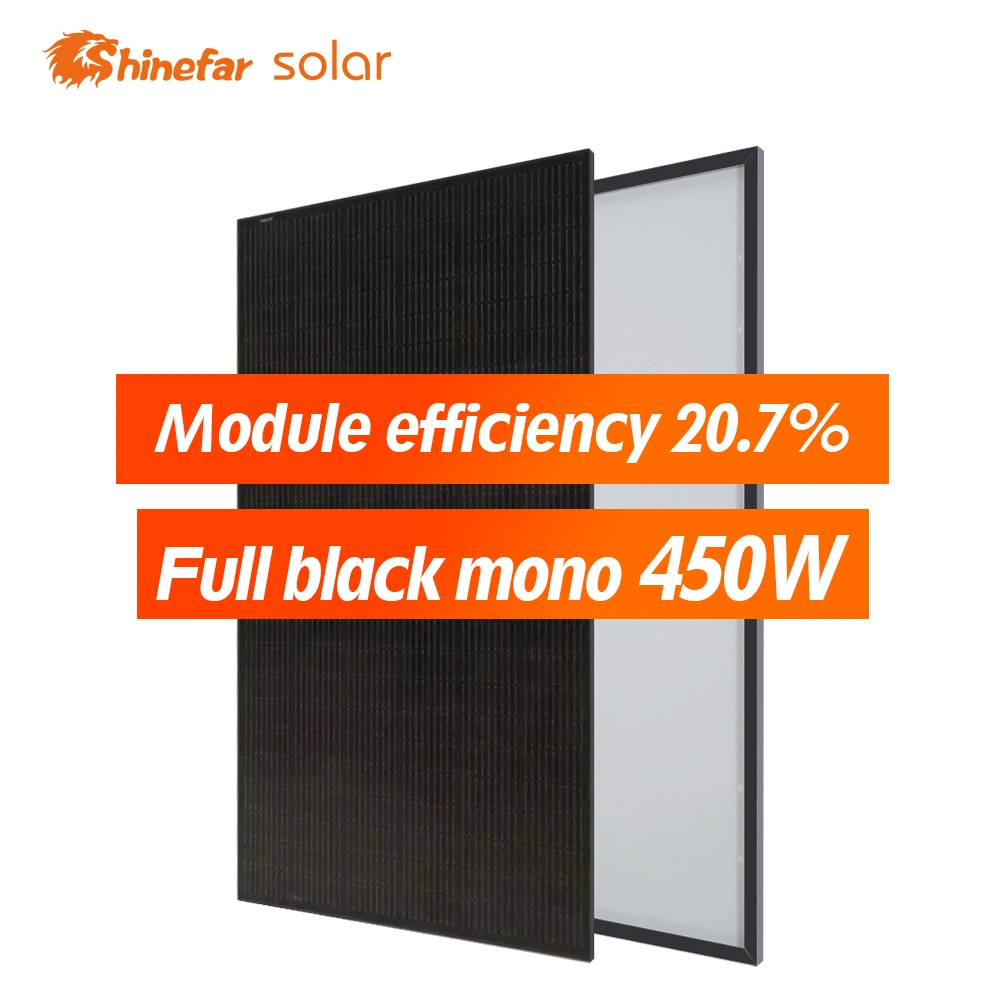 Painel solar Shinefar de 450 W Full Black de 166 mm com Solar Sistema de alimentação
