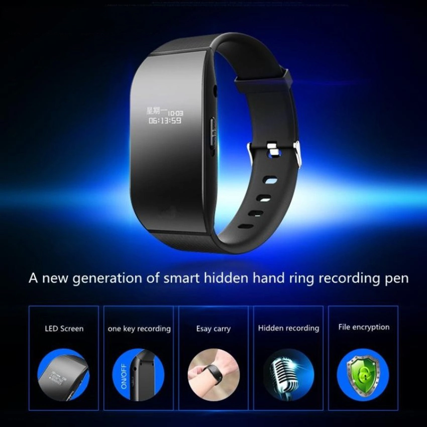 Pulsera Grabador de voz Digital Profesional de 8/16GB HD la reducción de ruido