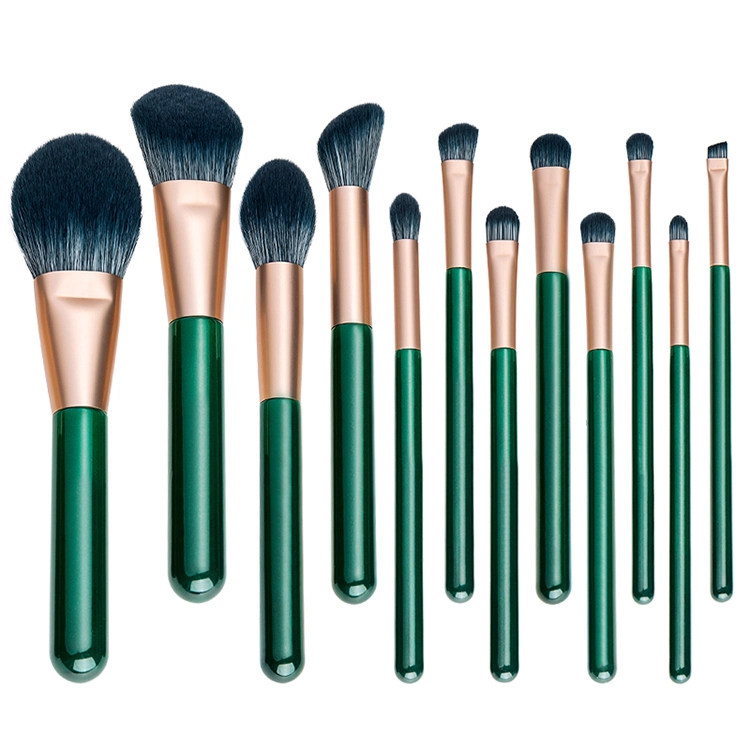 New Fashion Green Color 12PCS Makeup Brush Set High quality/High cost performance  Vegan Synthetic Hair Beauty Tools