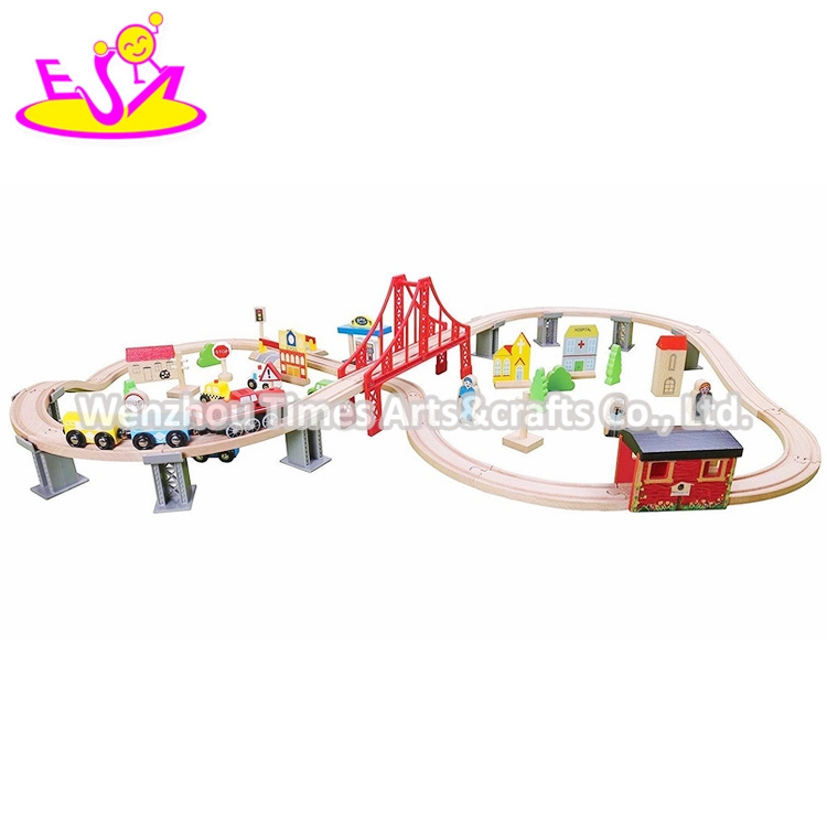 New Hottest Educational 70 PCS Railway Wooden Toy Train Sets for Kids W04c073