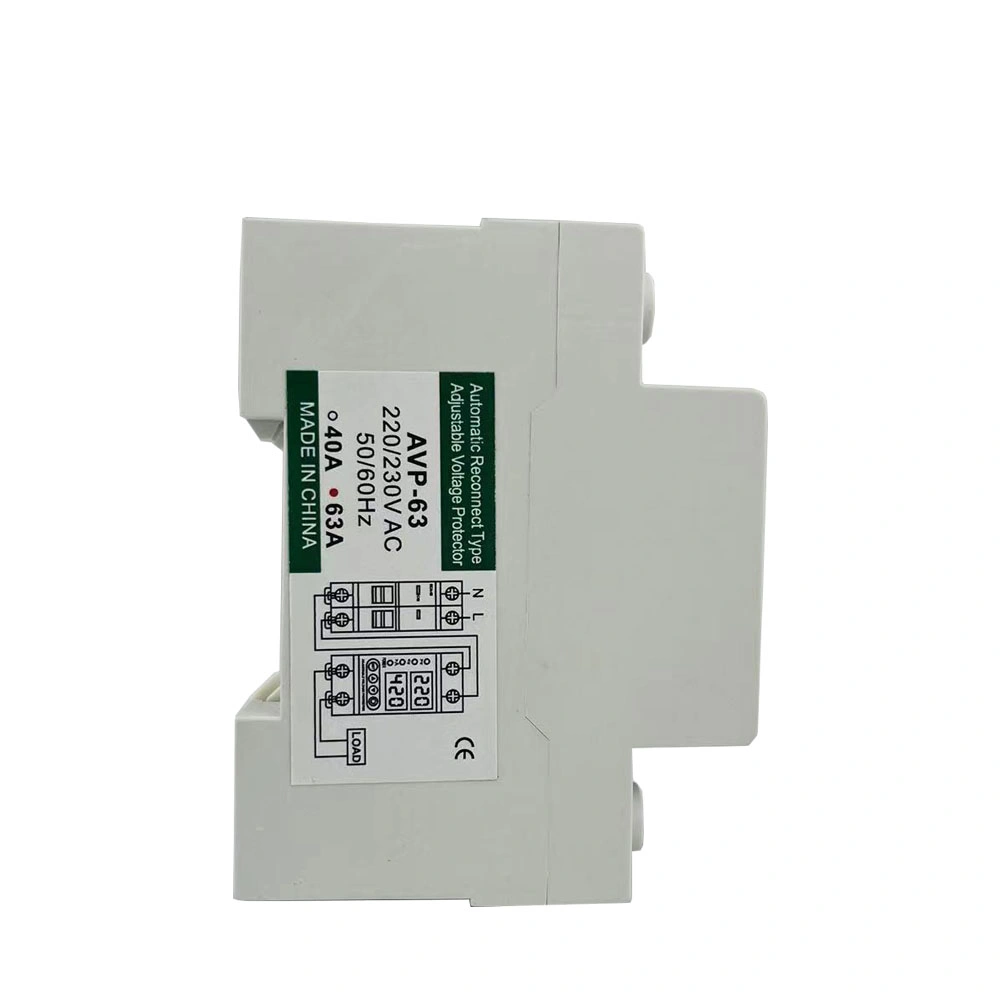 WorldSunlight 2pole 63A 230V DIN Rail قابل للضبط على الجهد المنخفض حماية حد التيار لجهاز الحماية جهاز قياس الفولتية أميمترًا كيلووات في الساعة