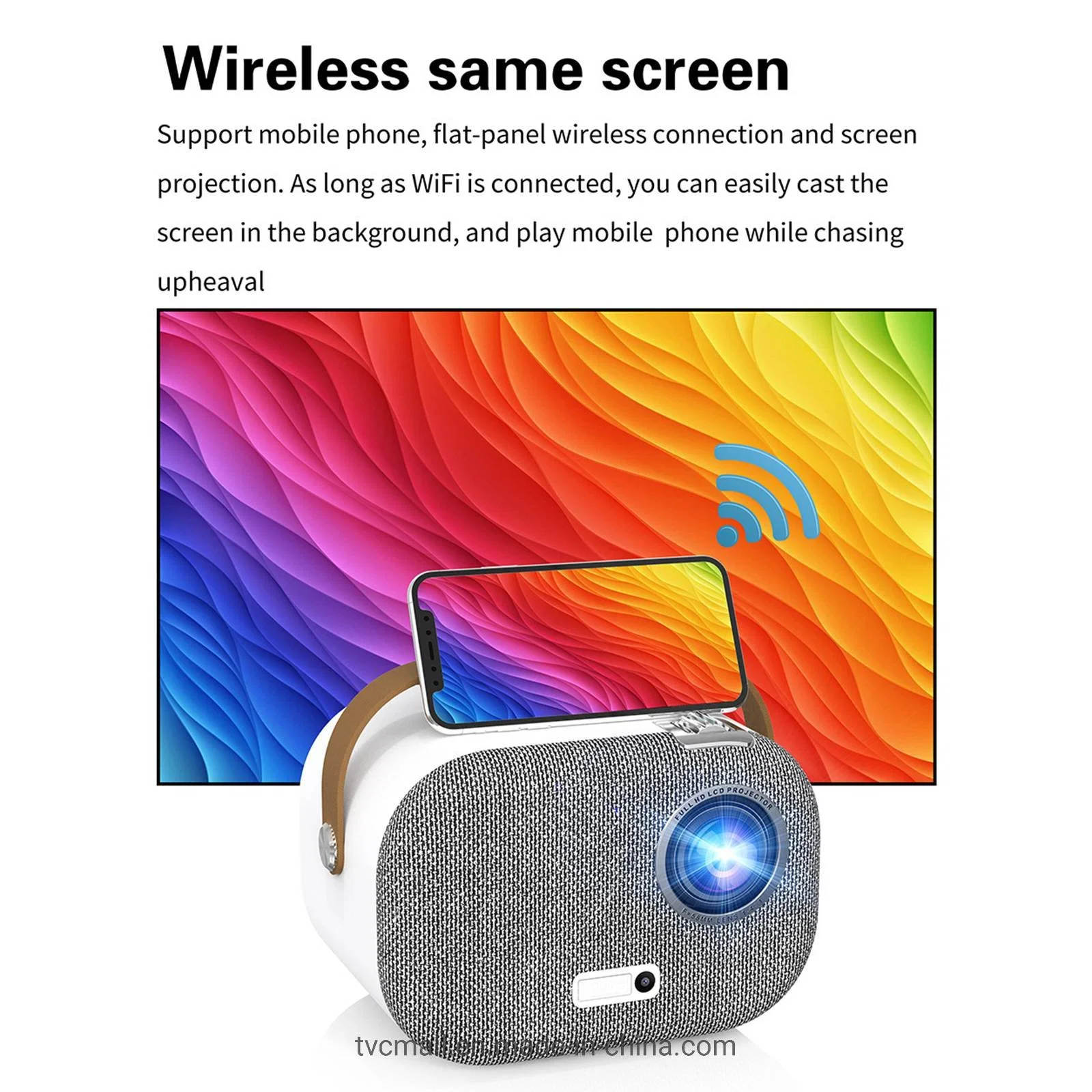 الصفحة الرئيسية اللاسلكية لـ Smart Android 9.0 WiFi عالية الوضوح بالكامل Q1 بدقة 1080p جهاز عرض المسرح LED LCD الصغير المحمول ثلاثي الأبعاد (2+32G) - الولايات المتحدة السدادة