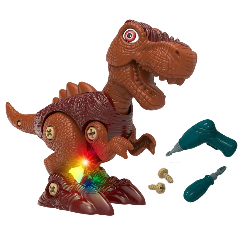 Treino de motricidade fina - parte B/o - deslizamento da luz de som Tyrannosaurus Rex Toys Kids DIY Assembly Dinosaur Building Blocks