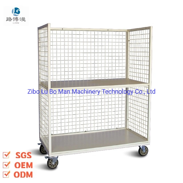 Custom Made Garment Factory Cut Pieces Transporting Mesh Cart Two Levels Panels