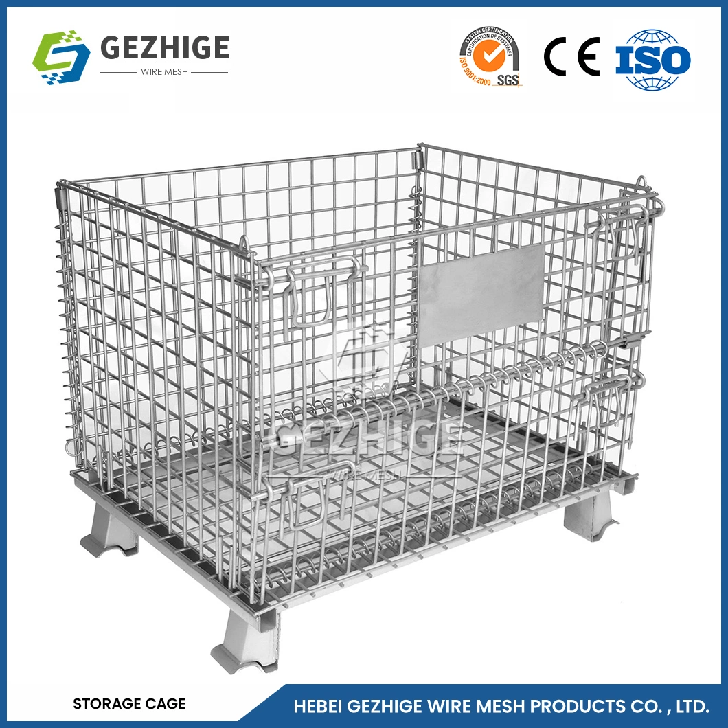 Gezhige Alta Capacidad de almacenamiento el almacenamiento de laminación de metal de la jaula de malla de alambre Contenedores de palet