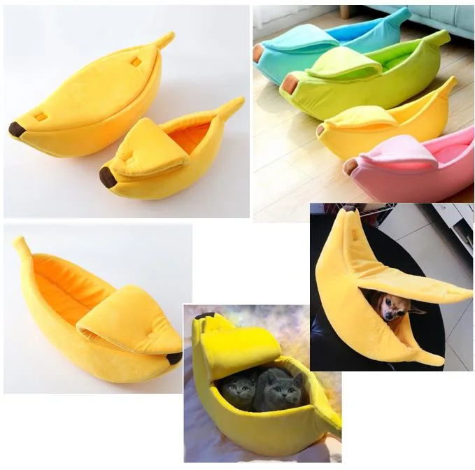 Banana Shape Pet Bed Soft Warm Cat Dog Cuddle Bed Pet Supplies for Cats Kittens Rabbit