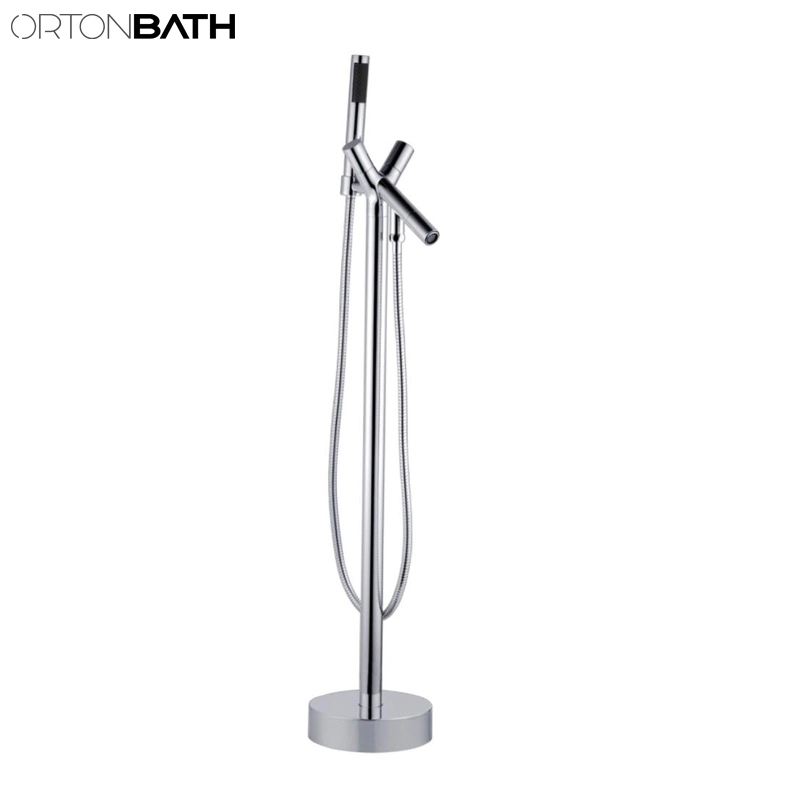 Ortonbath Classic Design Shower Faucet Freestanding Bathtub Floor Standing Bathtub Mixer Faucet Tap with Hand Shower Spray Spout