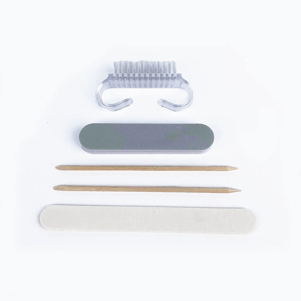 Großhandel Custom Free Match Holz Nail File Buffer und Nail Pinsel und Holzstab Maniküre Kit