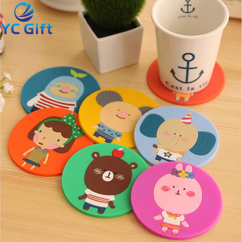 Montanha Russa de café de PVC personalizado personalizada com logotipo personalizado 3D barata tapete capa de PVC acessórios de mesa Coasters capa de borracha de silicone Coasters para bebidas