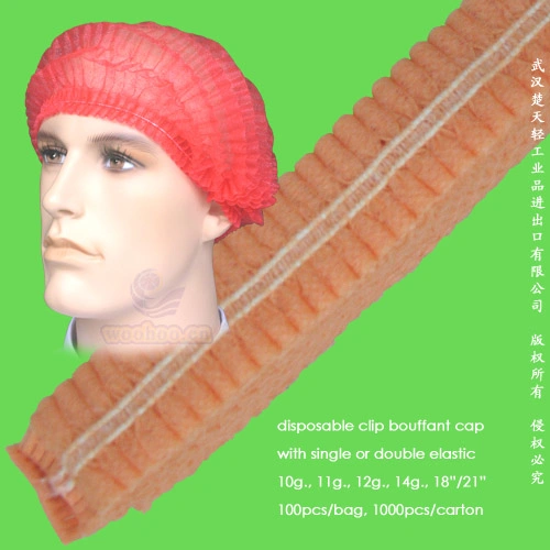 Disposable Detectable Non-Woven Clip Mob Cap with Metallic Strip