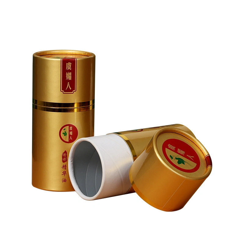 Caja de cartón de lujo de oro Caja de papel de regalo con Ronda Estilo de tubo (China mayorista)