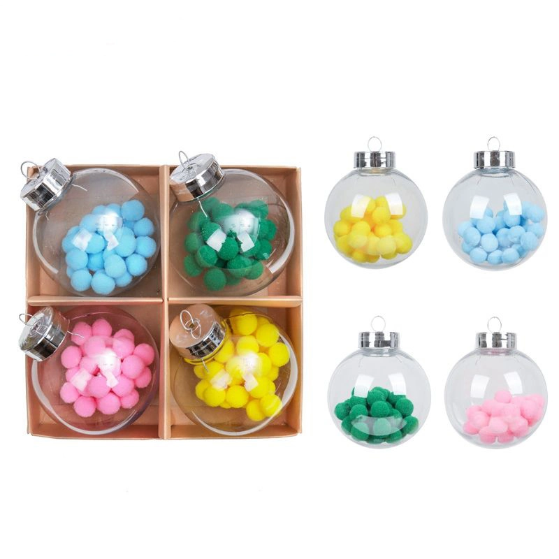 80mm Xmas Tree Ornaments Decoration Transparent Plastic Clear Baubles Craft Christmas Ball