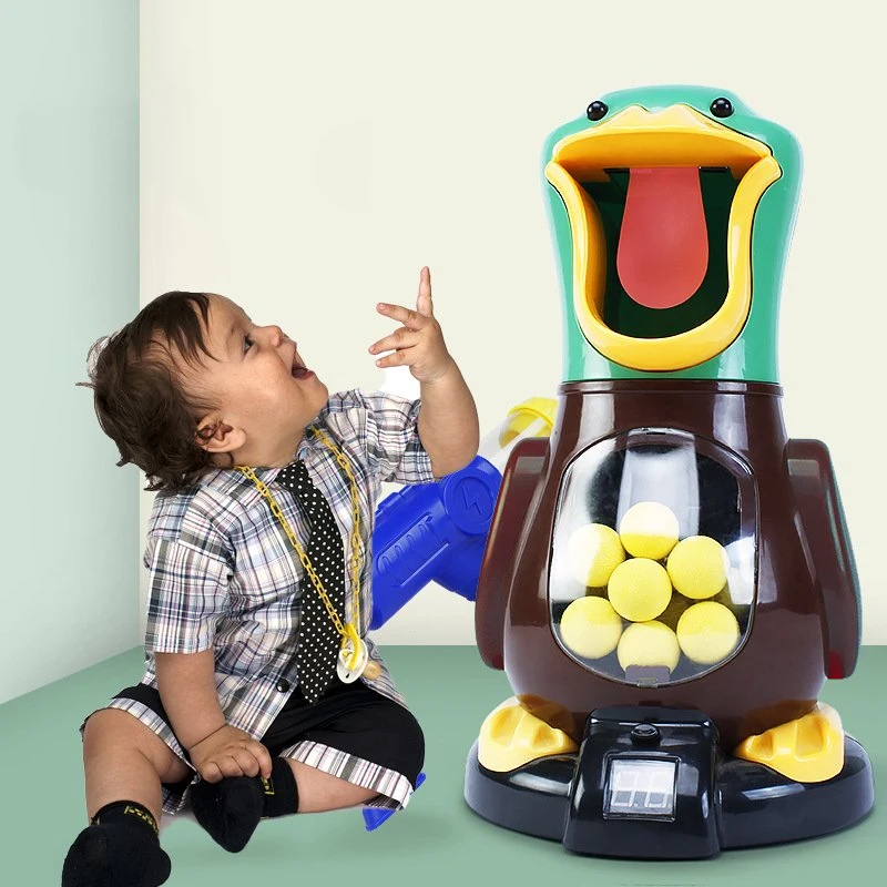 Novelty Shooting Toys with Light Hungry Shooting Duck Air-Powered Gun Soft Bullet Ball Electronic Scoring Battle Games Kid Gift