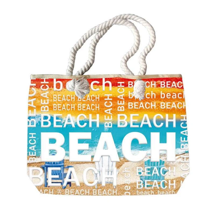 Custom Souvenir Tropical Palm Leaves Summer Beach Bag Canvas Tote Bag