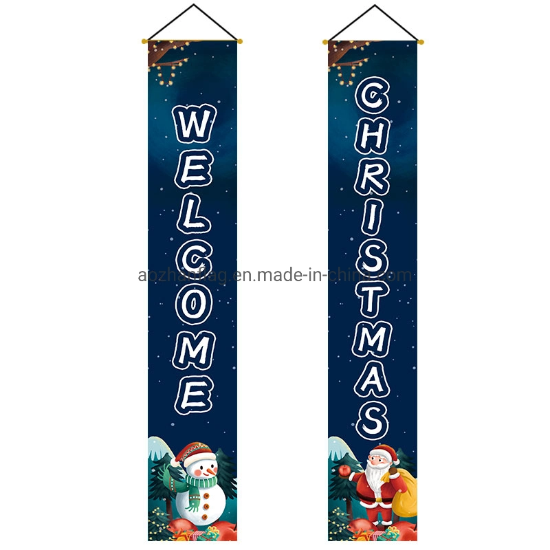 Pancartas de Navidad pared Hang Bandera Santa Claus Snowman Feliz Navidad Cartel de Porch Colgante Decorativa Puerta de Halloween