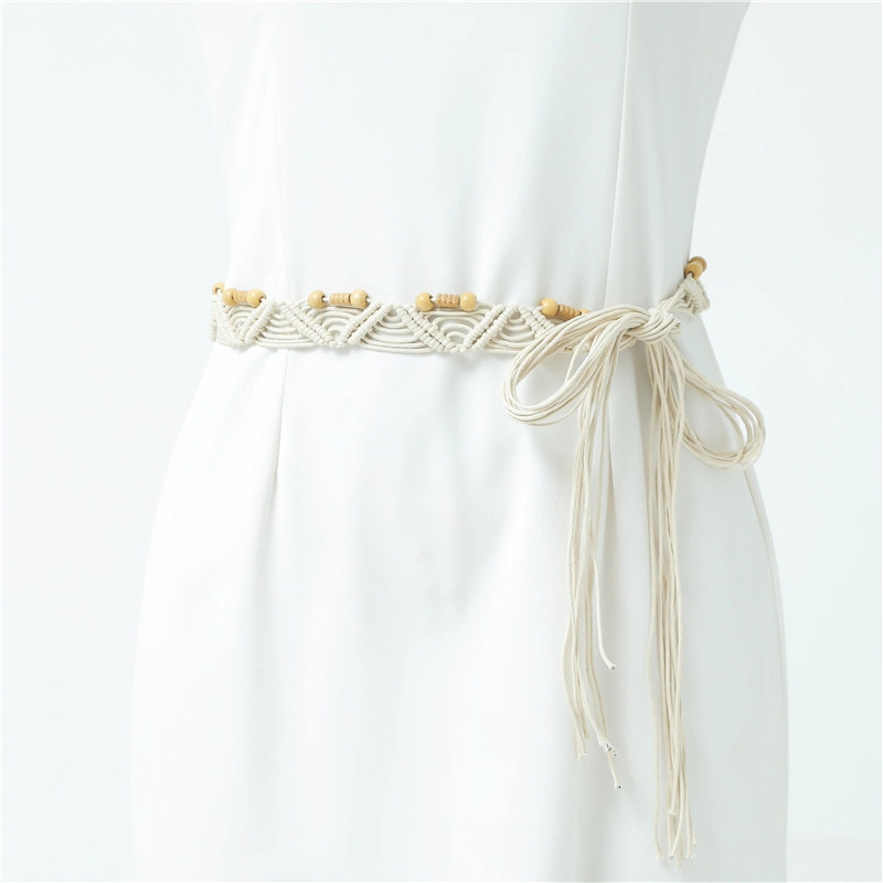 Fashion Belt for Women Lady with Wax String and Glass Bugles, Resin Beads Bl-2003