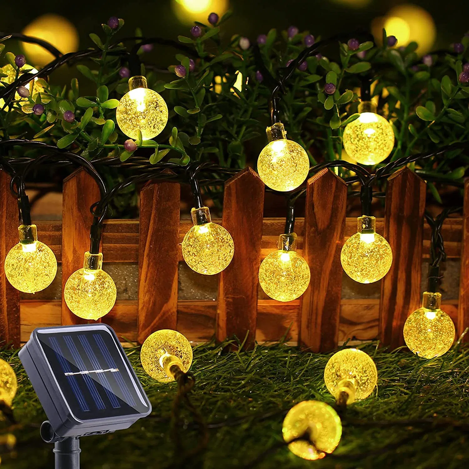 Solar Outdoor Camping Water Drop Decorative Light Crystal Ball LED String Lights