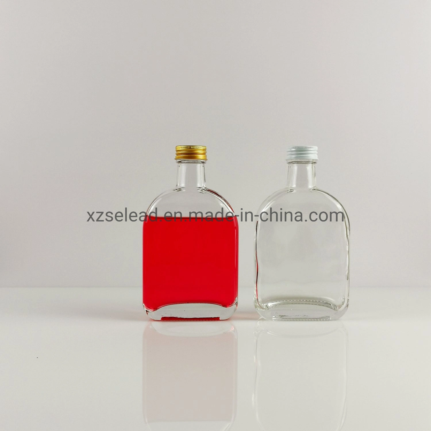 Klare flache Flasche Liquor Flasche Square 350ml Whiskey Flasche Glas, Alkohol Spirituosen Glas Kaffeeflasche mit Deckel