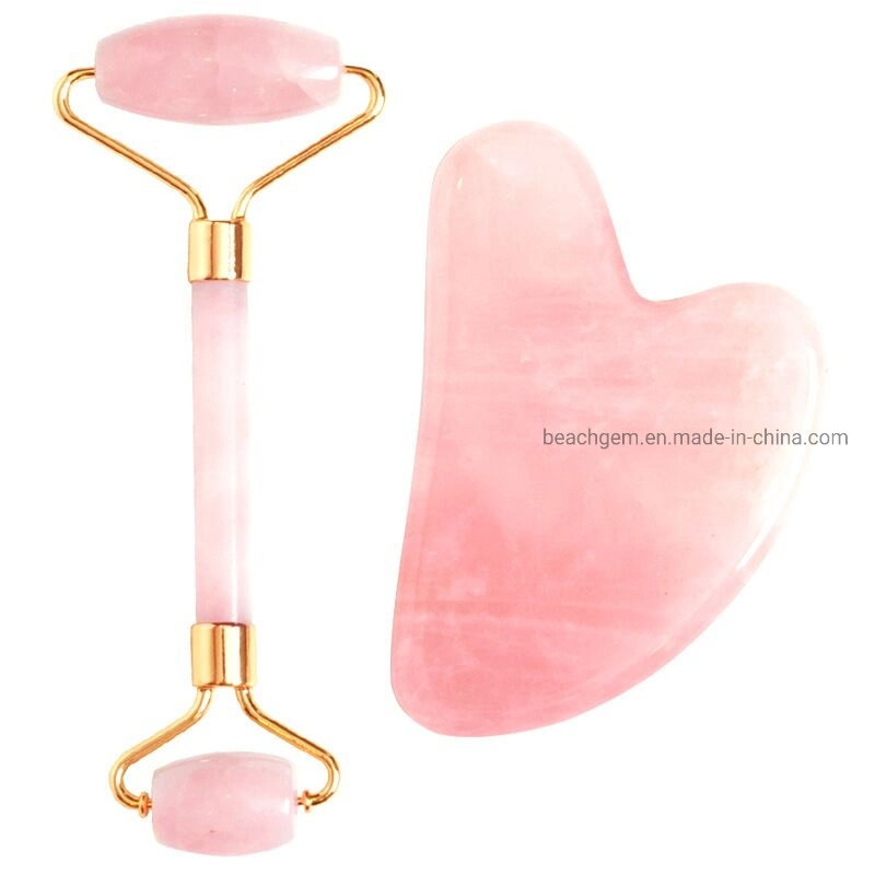 Custom Logo Gemstone Face Massager Jade Roller and Gua Sha Sets