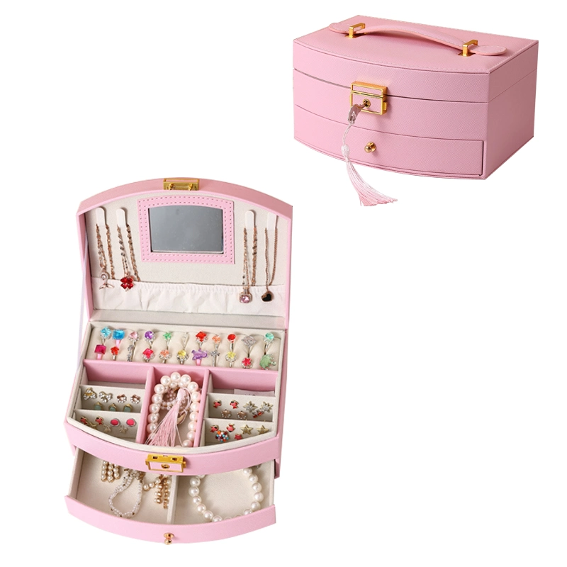 Amazon Manufacturer Custom Drawer Type Portable Jewelry Box Princess Earrings Necklace Ring Jewelry Storage Box Watch Box