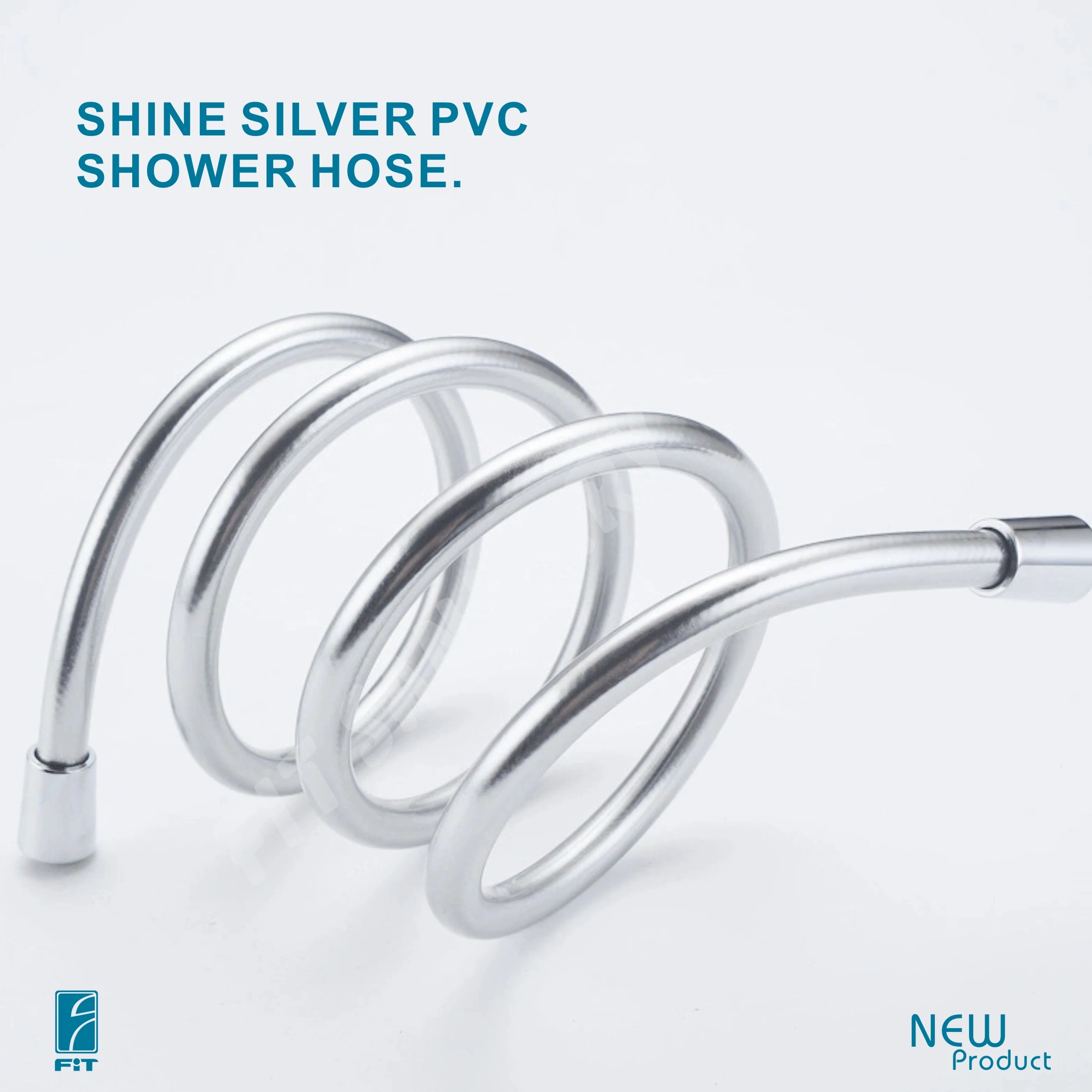 Shine Silver PVC Plastic Flexible Shower Hose Pipe Tube