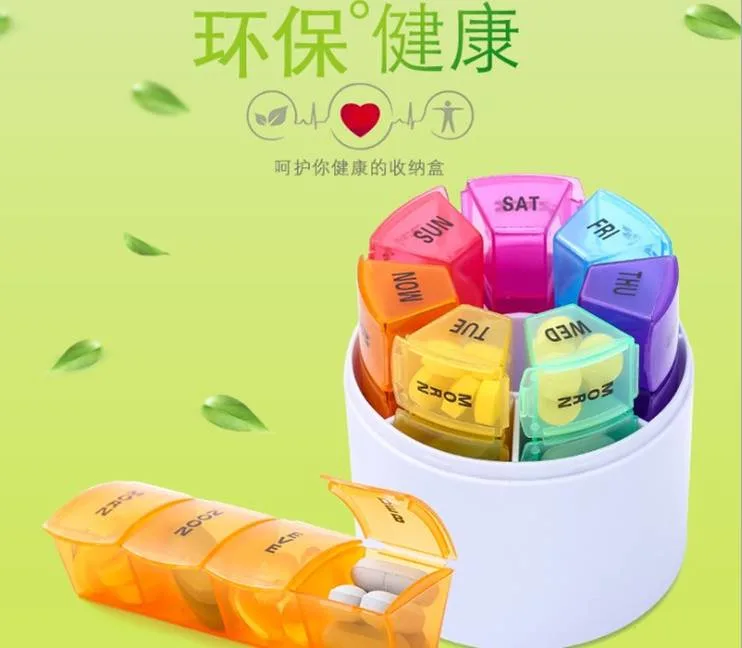 Factory Price Weekly 7 Days Pill Organizer Colorful Pill Box for A Week Petal-shaped Smart Pill / Medicine Box