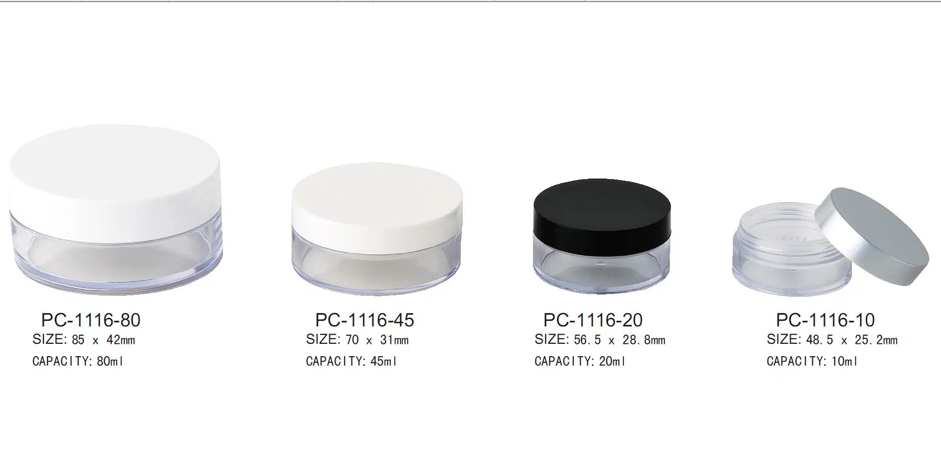 Round Plastic Cosmetic Loose Powder Case for Cosmetic