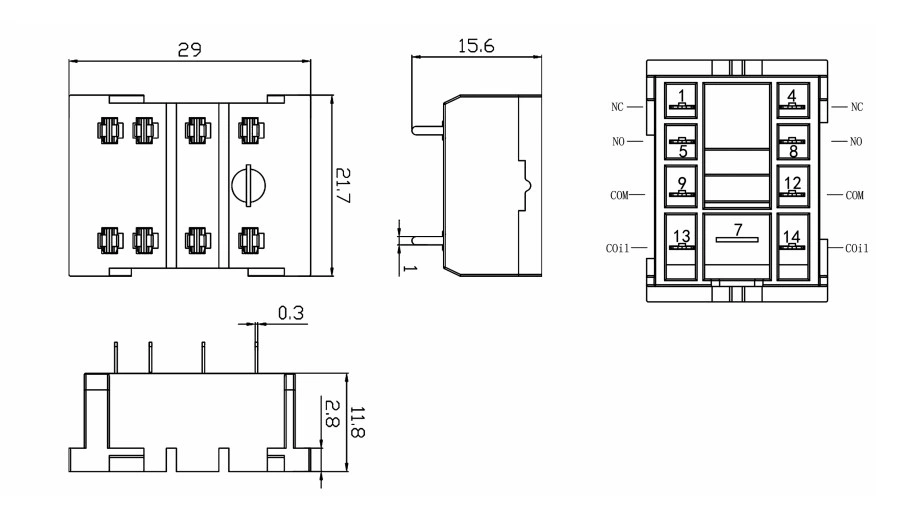 Toma de relé 18F2CA2 6.5A 10A 300V 68B-2Z (HH52P MI2) base de relé