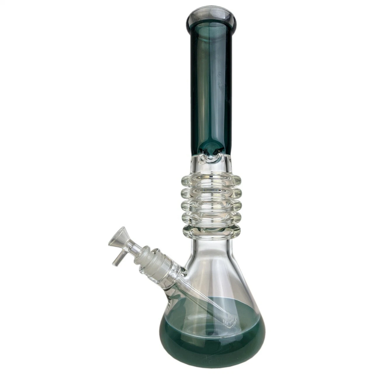 15" 5 Ring Ribbed Beaker Water Pipe - with 14m Bowl Glass Pipe Glass Smoking Pipe Smoke Rolling Paper Water Pipe