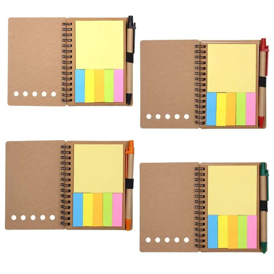 Custom Logo Sticky Notes Kraft Paper Cover Mini Notebook Note Pads with Pen