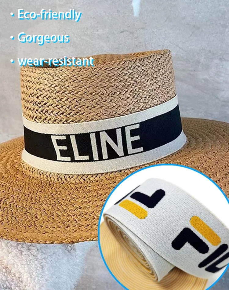 Wear-Resistant Logotipo personalizado de Jacquard de Nylon cinta elástica para sombreros