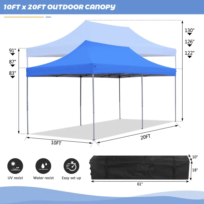 X1020 desplegable Canopy plegable portátil EZ up Canopy Fiesta Tent Sun Shade Boda instantánea