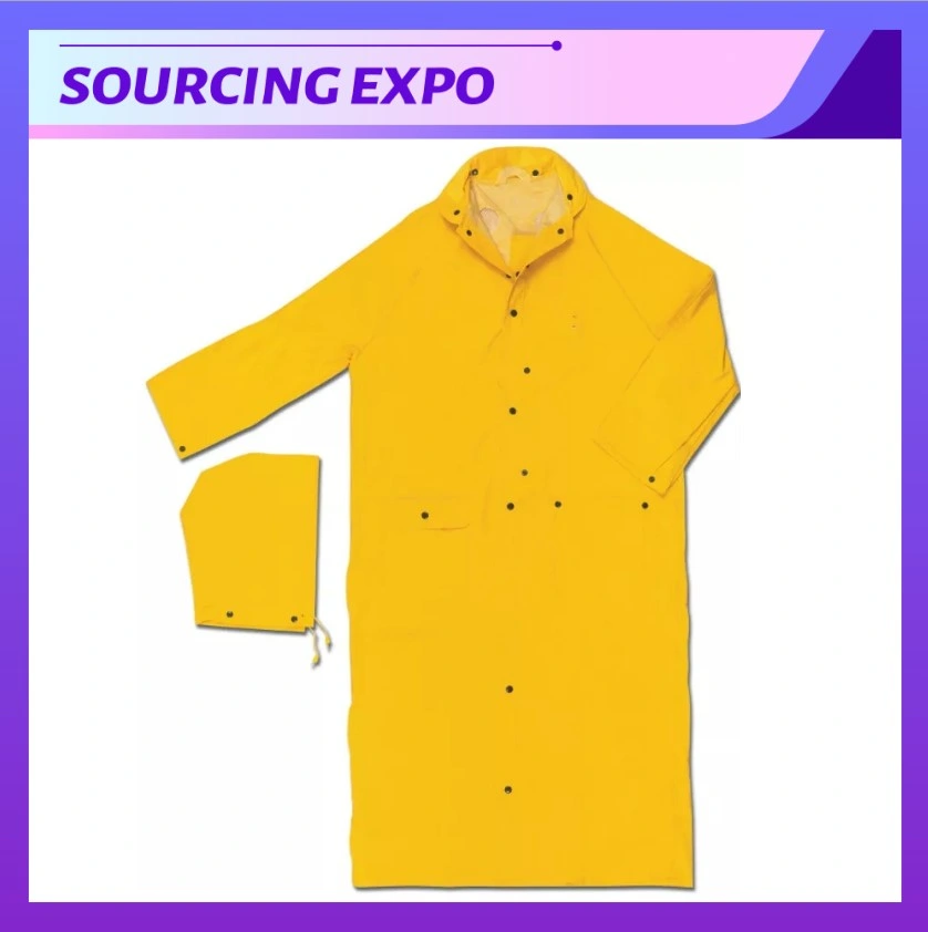 High Quality PVC Security Waterproof Yellow Raincoat Poncho Classic Yellow Industrial Raincoat Poncho Color Rainwears Safety Working Wears Water Proof Rain Coat