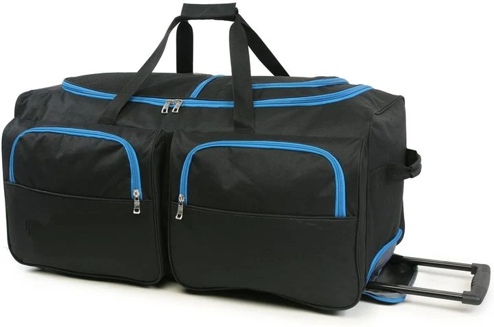 7pocket Large Rolling Duffel Bag Black Blue One Size