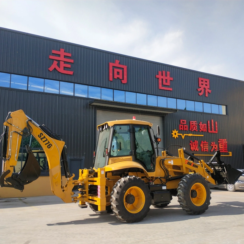 Shanzhong Brand 8 Ton 9 Ton 10 Ton Wheel Backhoe Loaders Excavator Product with Luxury High-End Version, 4X4 and Hydraulic Sideshift