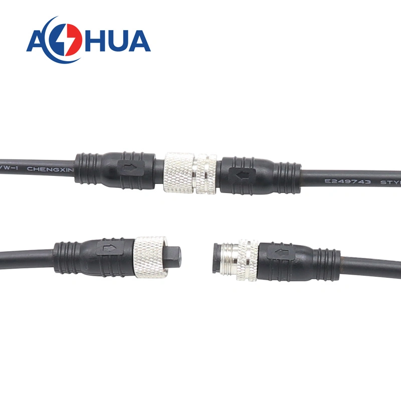 M8 2 Pin Male Female 110V Circular Metal Molded with Cable Connector Plug