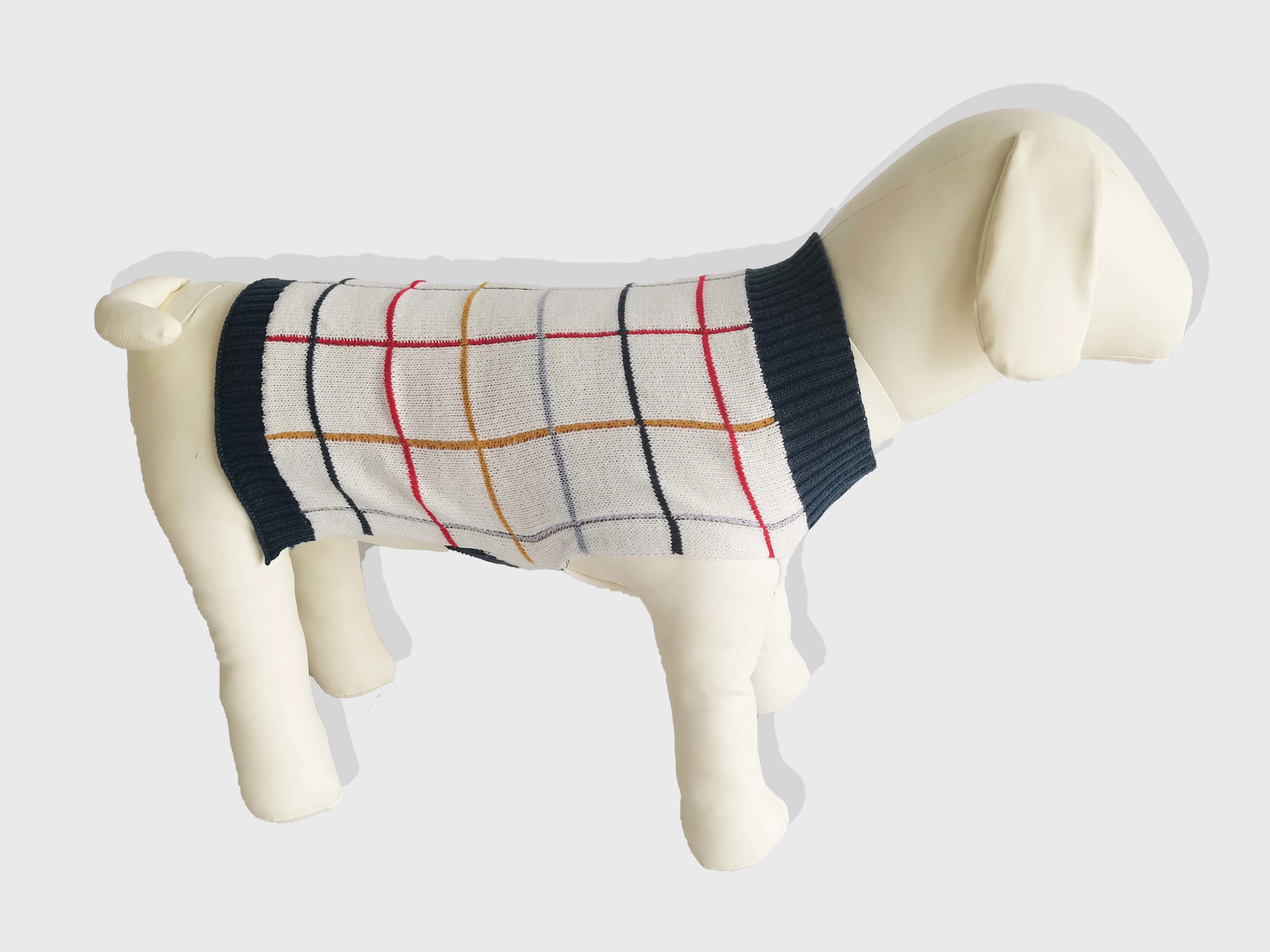 Holiday Quality Checked Soft Acrylic Pet Knitted Sweater Dog Apparel