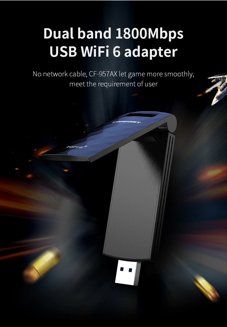 Dongle WiFi6 Comfast 957ax 1800 Mbps Wi-Fi 802.11ax de alta velocidade Ax1800 6 adaptador WiFi USB sem fios