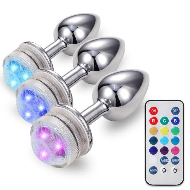 Metal Anal Plug S/M/L Size Fun Sex Toys Light up Butt Stopper LED Butt Plug Glow in Dark