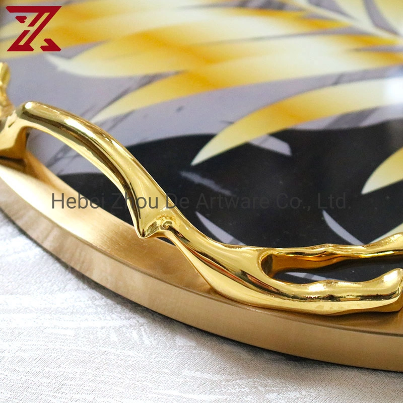 Factory Custom Gold Mirror Tray Glass Tray for Table Perfume Vanity Home Living Room Decor