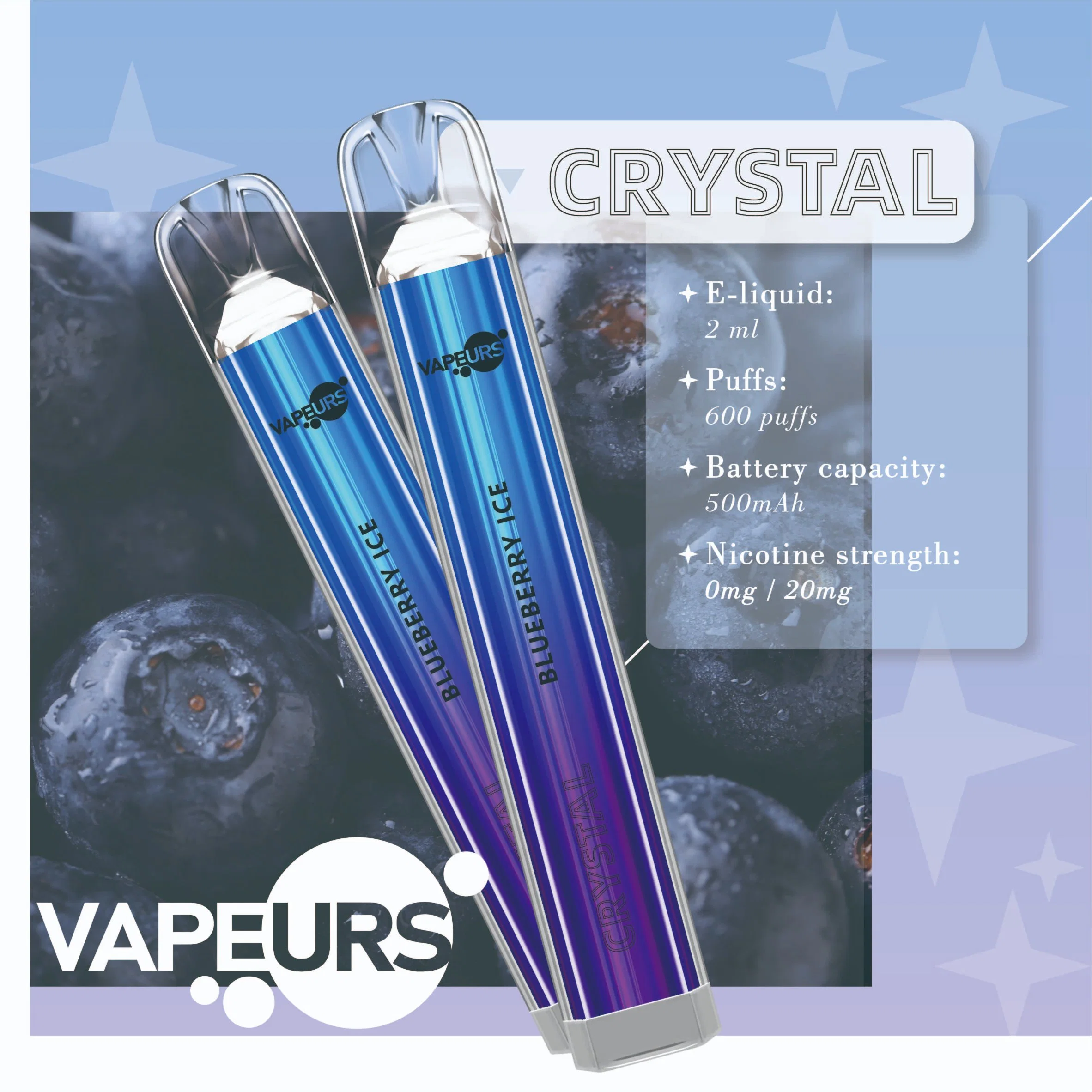 Vapeurs Crystal 600 Puffs Wholesale I Wape Electric Cigarette Ske Crystal Pod Lost 600 Puffs Elf Mary Cigarette Mary Bar Disposable Vape 2ml OEM Custom Vape