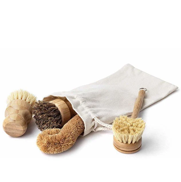 Wood Bamboo Handle Kitchen Cleaning Brushes for Pot Pan Long Bottles Washing Brush