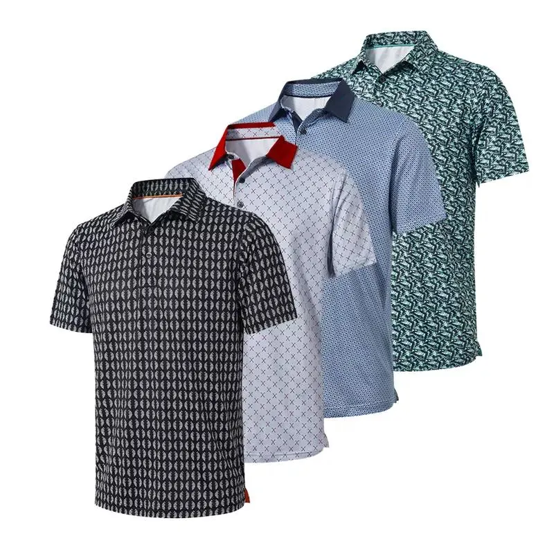 2023 Men Performance Custom Digital Full Piece Sublimation Printing Polyester Spandex Golf Polo Shirt