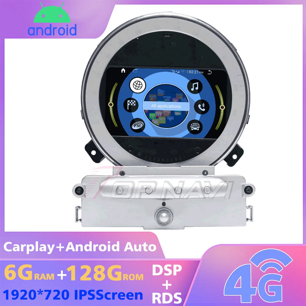 8 Core Nuevo reproductor de vídeo para coche estéreo Android Audio para coche Sistema de vídeo para BMW Mini Cooper R56 2007 - 2010 Con Carpaly WiFi