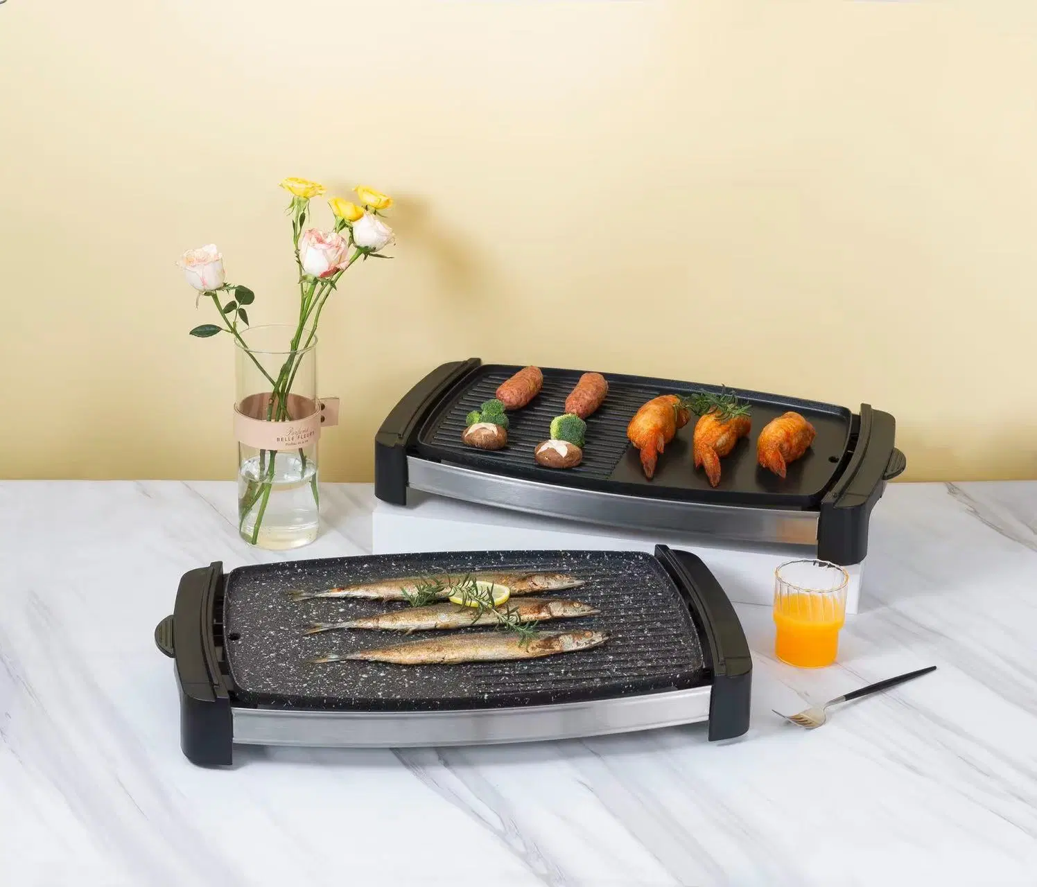 2022 Amazon Hot Sale Wholesale/Supplier Non-Stick Coating Electric Grill Smokeless Electric BBQ Grill Pan Baking Tray